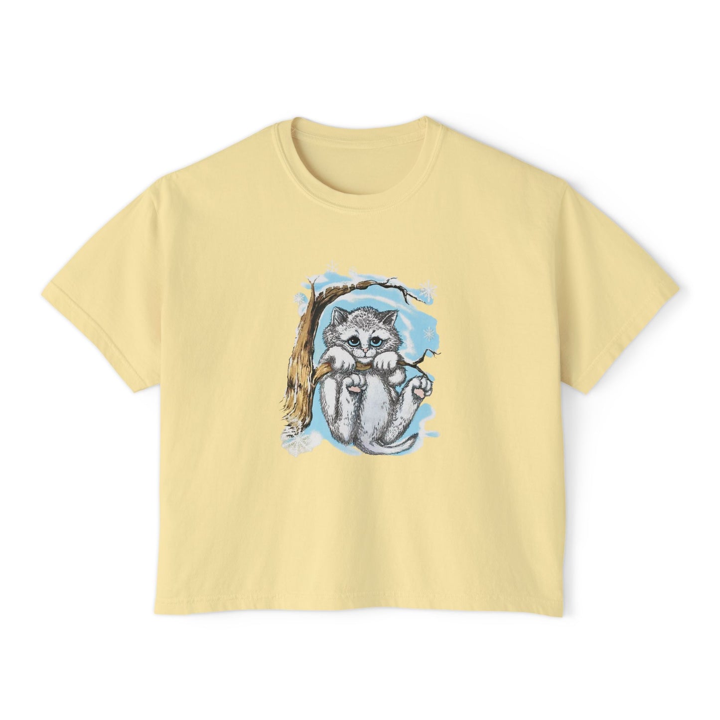 Vintage Cat Illustration Boxy Tee