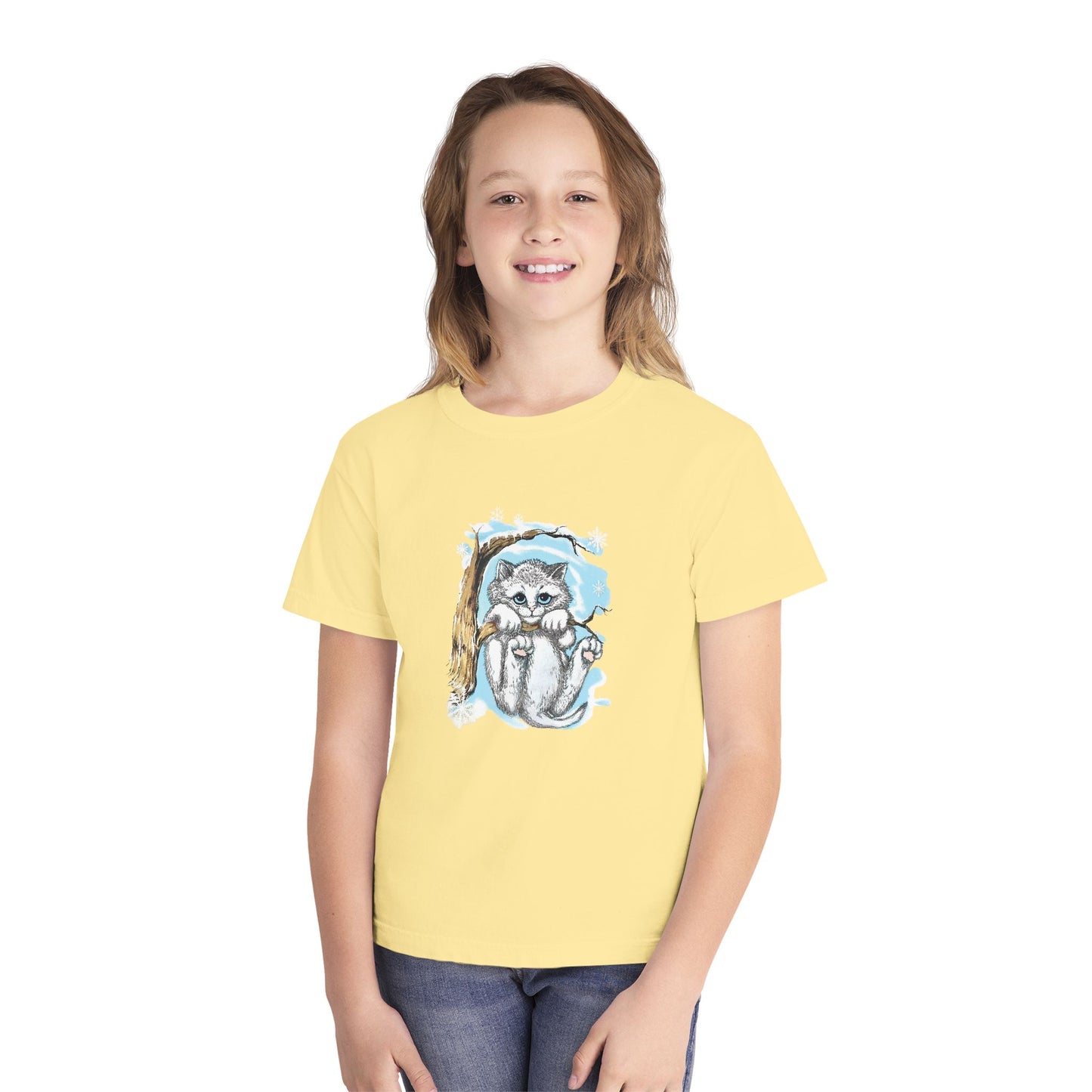 Youth Vintage Cat Illustration Tee